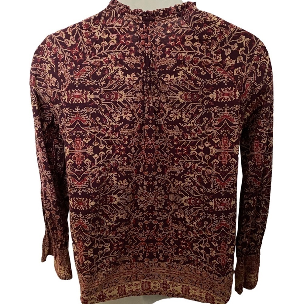 LUCKY Brand Maroon Boho Bohemian Blouse Women SP Small Petite - Picture 3 of 6
